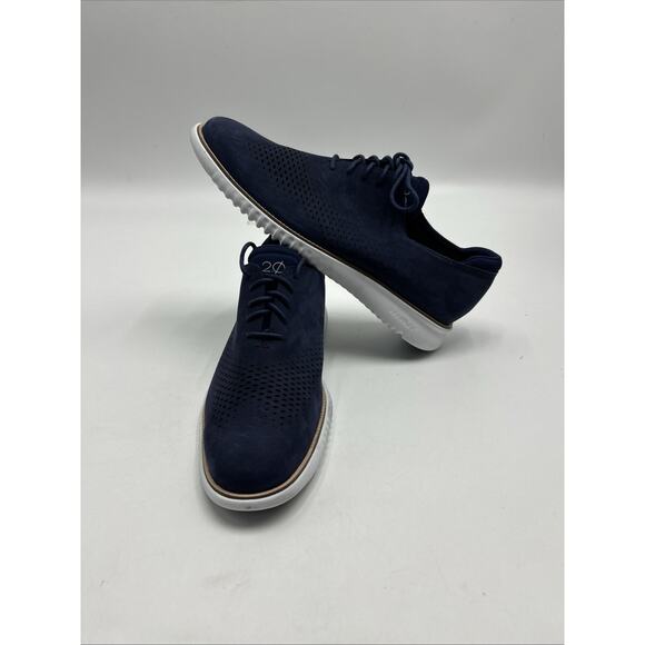 Cole Haan Men\'s Size 12M 2.Zerogrand Lined Laser Wingtip Oxford Navy Blue C23806 main image 5